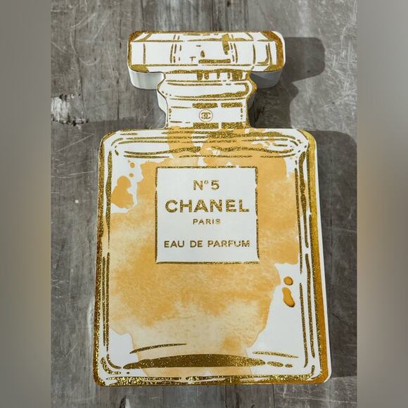 🌿SOLD Fashion No 5 Paris themed perfume bottle wooden block art - Picture 2 of 7